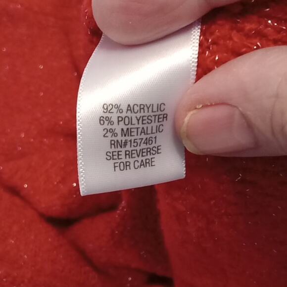 Croft & Barrow Rust crew neck knitted metallic sweater. Medium - Picture 5 of 7